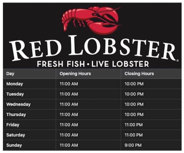 Red Lobster Hours