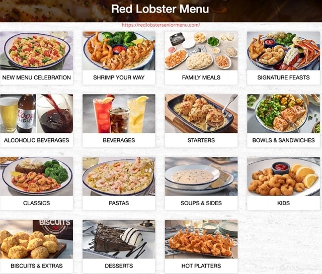 red lobster menu